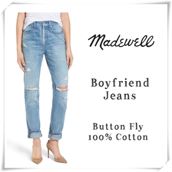 Madewell Denim - Madewell High Rise Rip Distressed Boyfriend Jeans